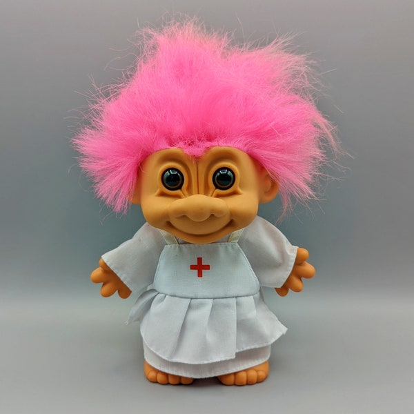 Vintage LARGE Russ Troll Pink Haired Troll / 1990s 90s / Vintage Troll / 8 inch Tall Troll Large