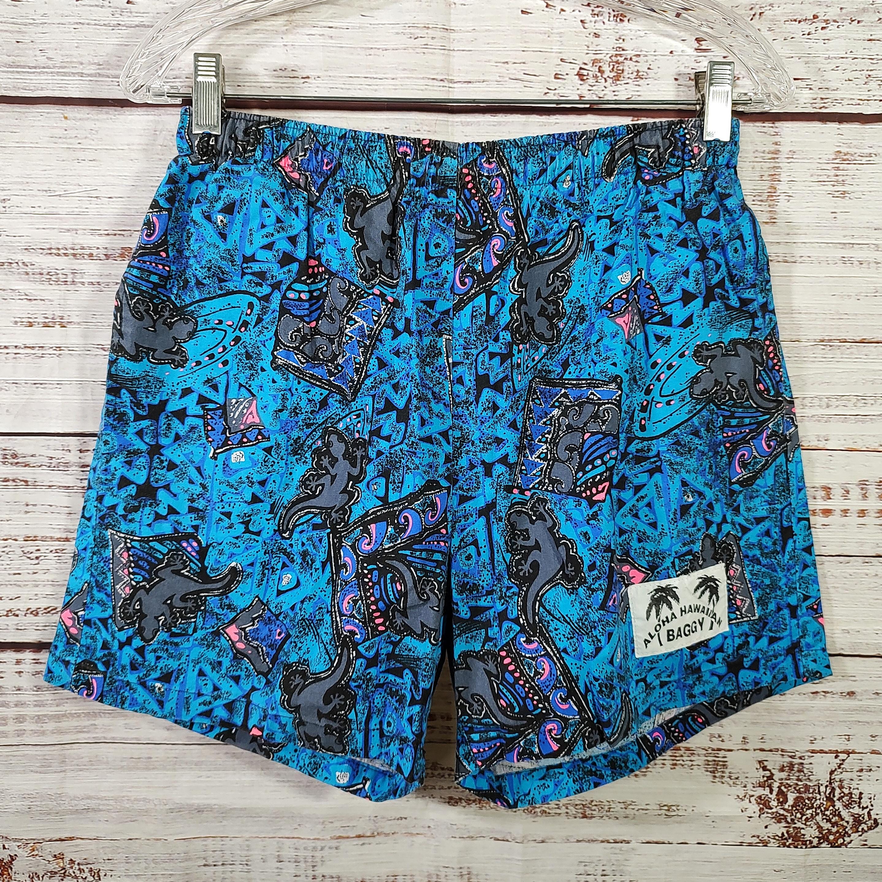 Vintage Boogie Shorts / Aloha Hawaii Baggy Gecko Tiki / 1990s 90s