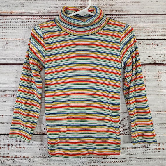 Vintage Top / Shirt Knit Kids Long Sleeved / 1980s 80s