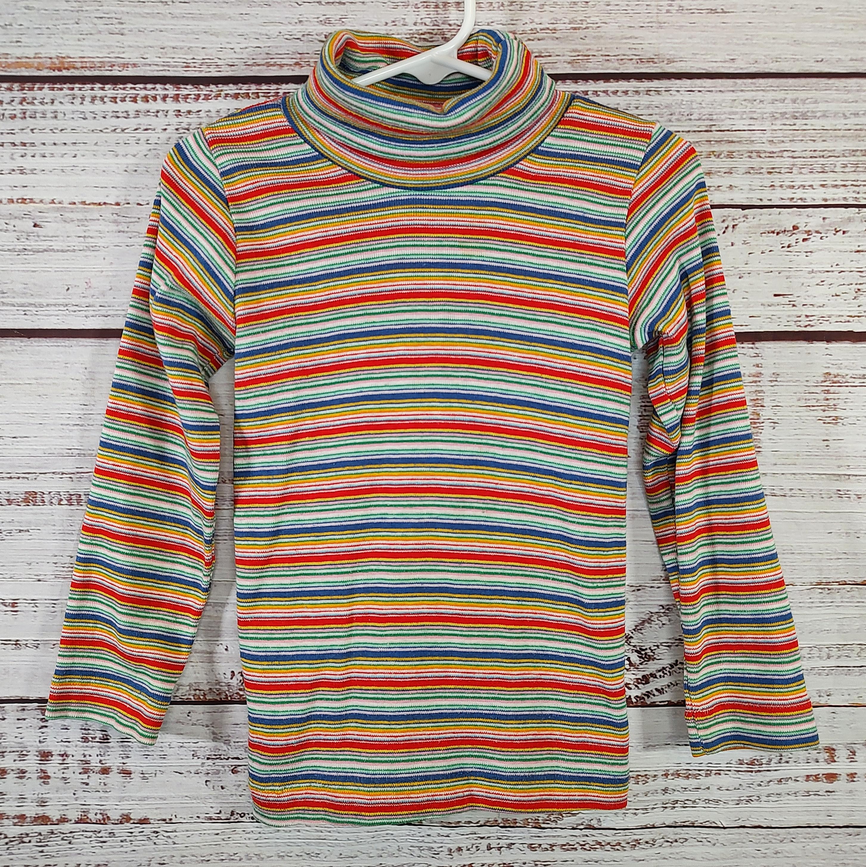Vintage Top / Shirt Knit Kids Long Sleeved / 1980s 80s