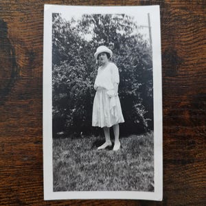 Pretty Young Woman Posing Garden Party Dress / Art Antique Photography / Original Vintage Photo Snapshot / Found Photo