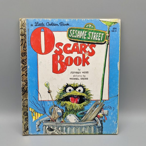 Oscar's Book / Sesame Street / A Little Golden Book / 1981 1980s 80s / Vintage Book Retro Kids Story Picture Book