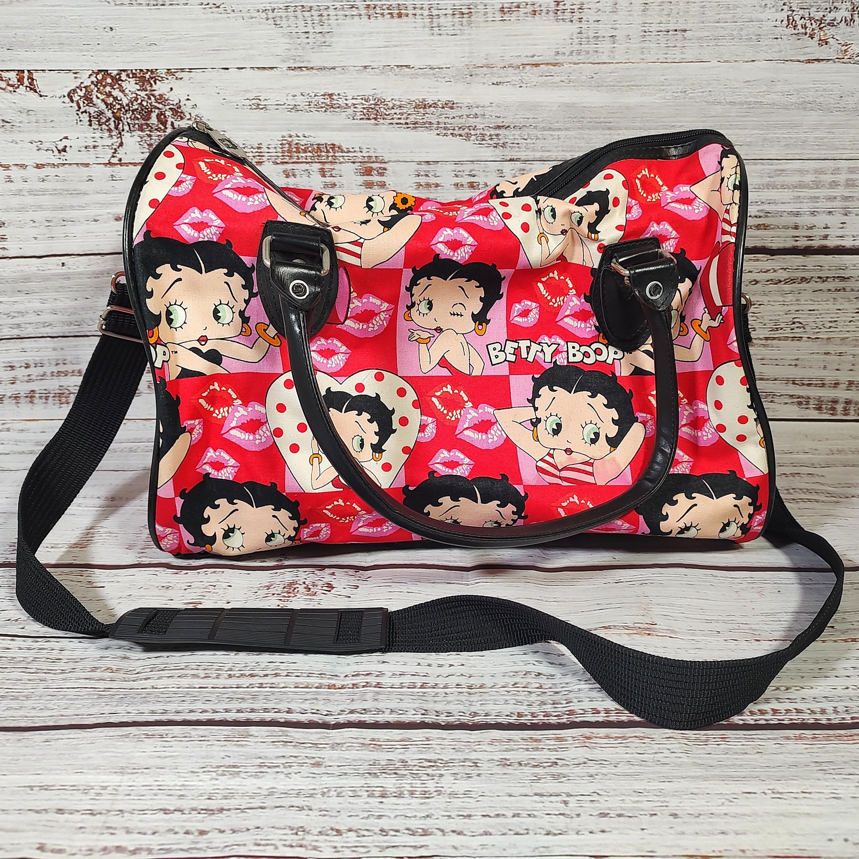 Vintage Duffle Bag / Betty Boop Valentine Heart / Red Pink Retro