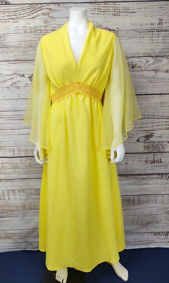 Vintage Maxi Dress / Yellow Dress / 1970s Maxi Dr… - image 7