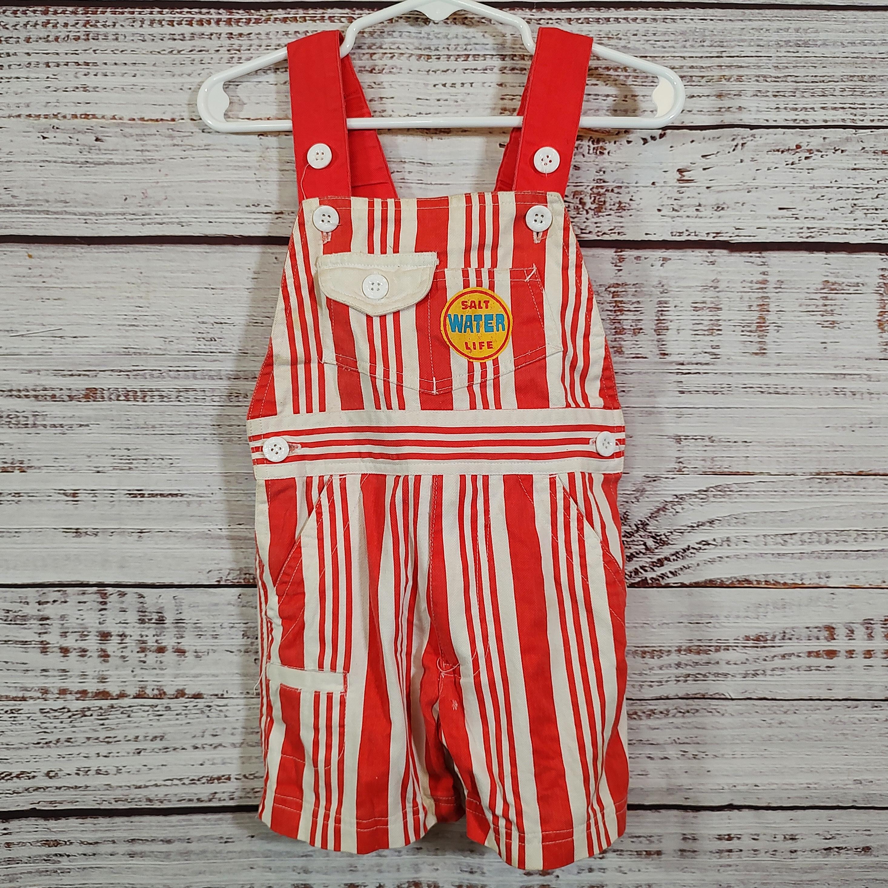 Striped Overalls Red