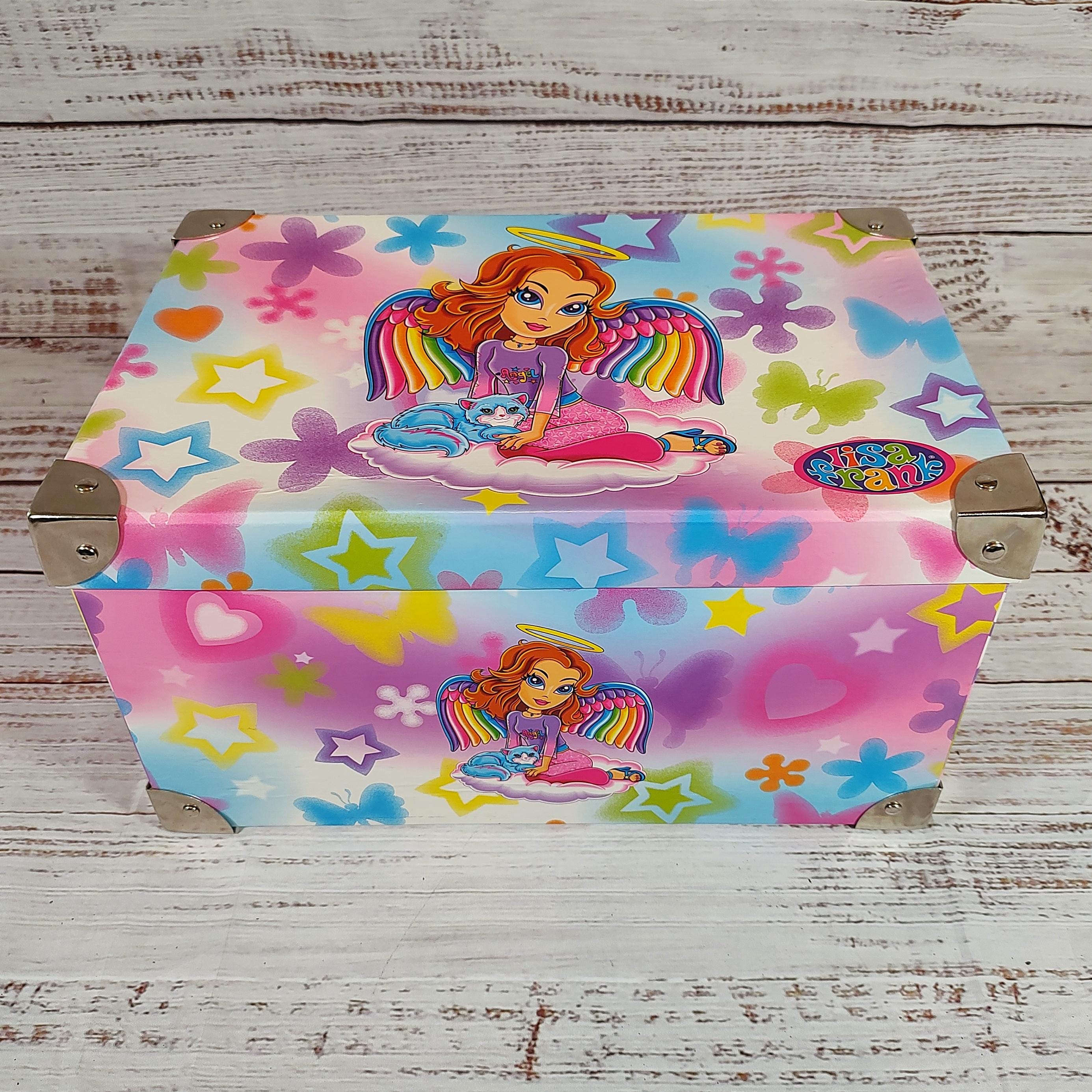 Vintage Lisa Frank Angel Girl Trunk / Rainbow Cardboard Box