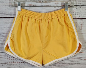 Vintage Running Shorts / 1970s 70s Yellow Jogging Shorts / Medium M
