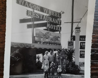 Family Posing In Front of Signs Signage / Art Antique Photography / Original Vintage Photo Snapshot / Found Photo