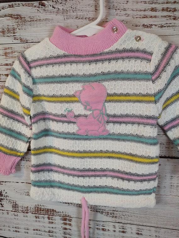 Vintage Toddler Knit Sweater / Striped Stripes / … - image 2