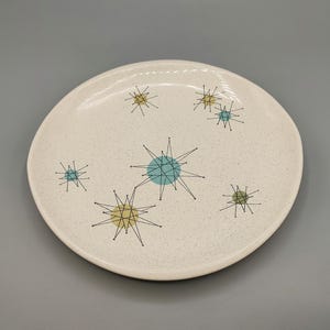Vintage Franciscan Atomic Starburst Bread Salad Dessert Plate 8 Inch / 1950s MCM Mid Century Modern Dinnerware / Kitsch Ceramic Kitchen