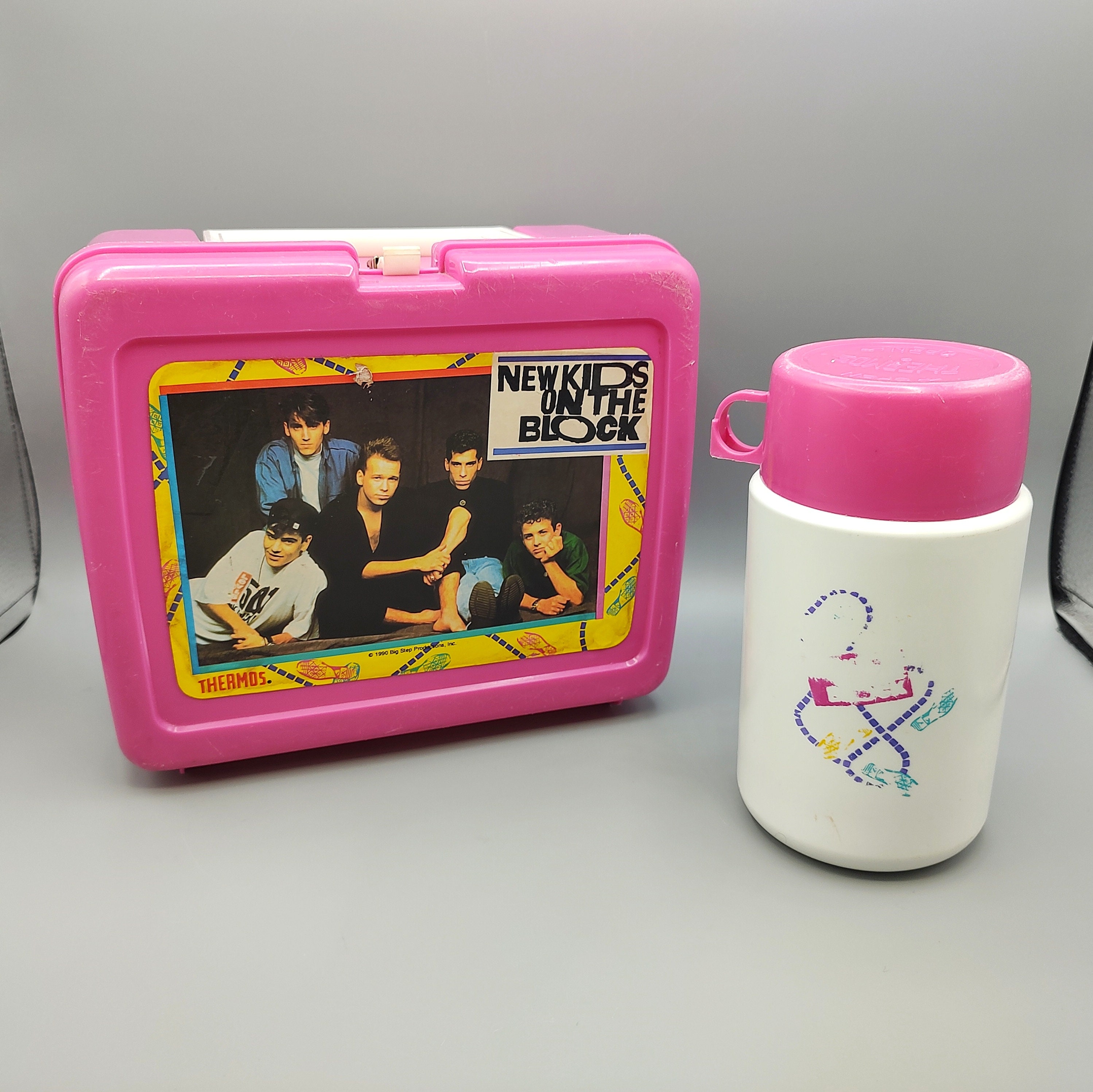 Vintage Lunch Box and Thermos New Kids on the Block Pink 1990