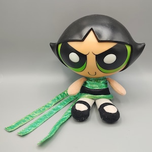 Vintage Buttercup Cartoon Network Powerpuff Girls Hard Head Stuffed Doll / 2000s 00s 1990s 90s / Retro Toy Doll Talking