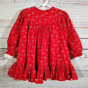 Vintage Toddler Dress / Vintage Baby Dress / Red Floral Dress / 24M 24 Months Dress / 2T Dress / Cute Girl Dress