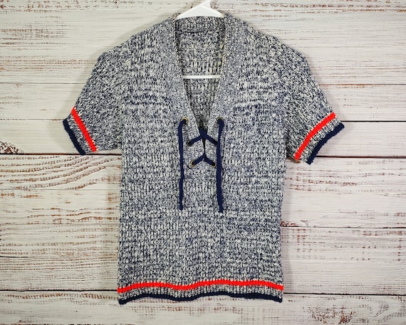 Vintage Knit Shirt / 1960s 60s Knit Top / Retro S… - image 1