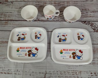Vintage Sanrio Hello Kitty Melamine Plastic Plate Bowl Made in