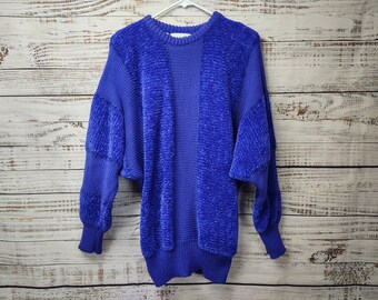 Vintage Sweater / Ugly Sweater / 1980s 80s / Sparkle / Retro Sweater / Crewneck Sweater / Purple / Small S