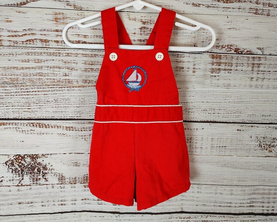Vintage Baby Jumper / Infant Cotton Denim Overall… - image 1