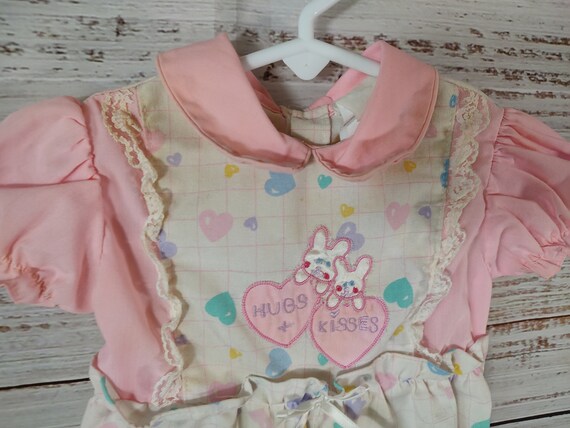 Vintage Baby Jumper / 1980s 80s / Newborn Pink Wh… - image 3