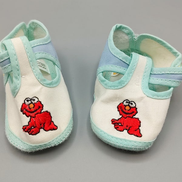 Vintage Sesame Street Elmo Baby Shoes Booties / 1990s 90s / Red White Blue / Infant Newborn