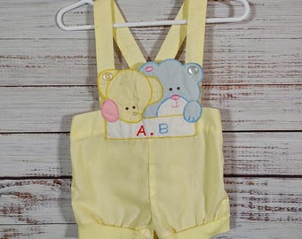 Toddler Vintage Overalls / Yellow Outfit / Girls Boys Kids 2T 24 Months 24M 18M 18 Months