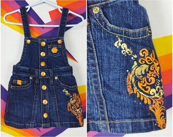 Vintage Demin Baby Overalls / Apple 