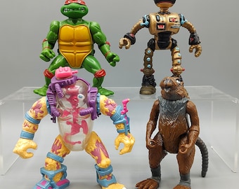 Vintage TMNT / Teenage Mutant Ninja Turtles Retro Action Figure / Retro Figurine / Splinter Raphael Soft Head Fugitoid Mutagen Man