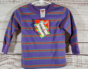 Toddler Vintage Top / Shirt Knit Kids Long Sleeved NOS New Old Stock NWT / 1990s 90s / Purple Green Orange / 3T