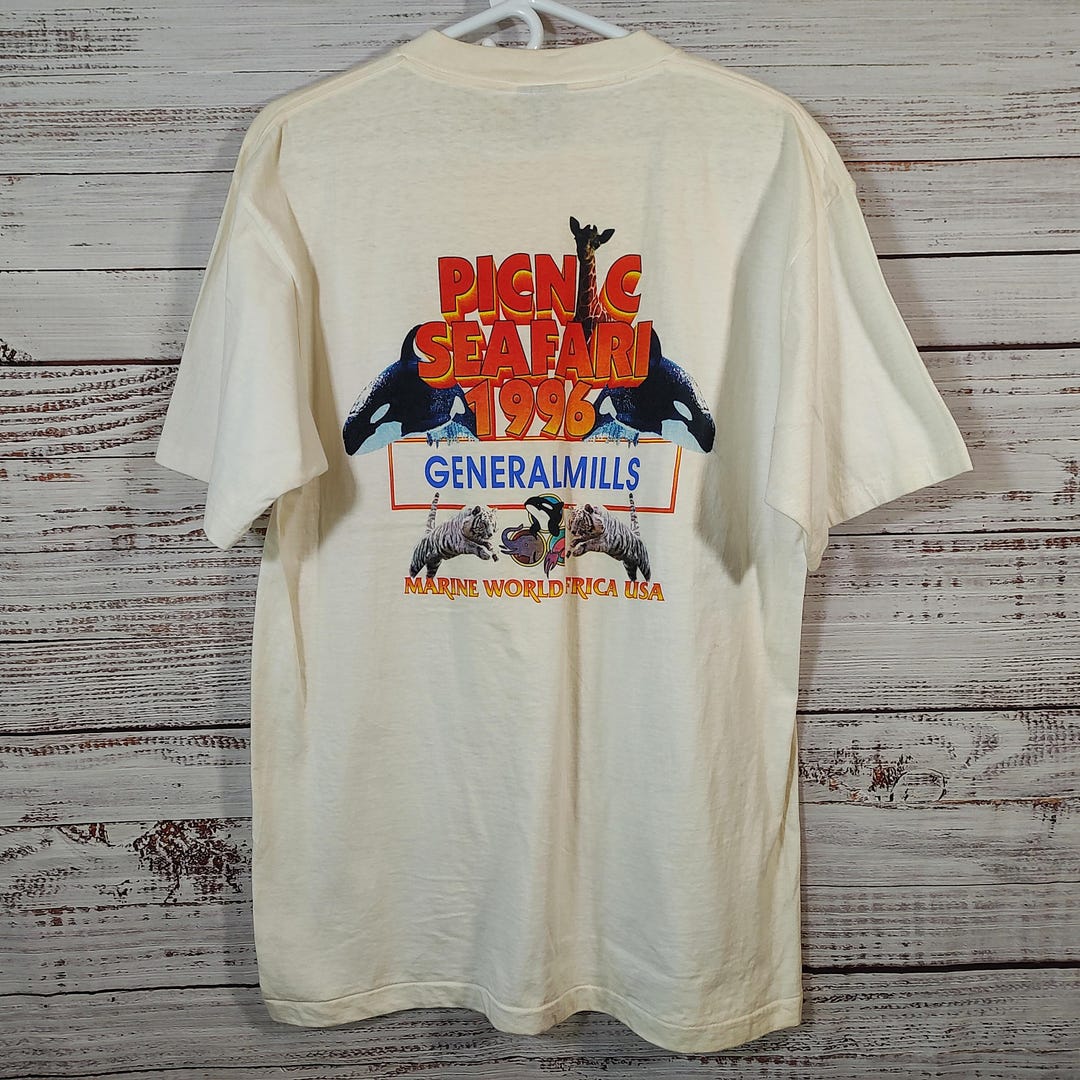 Vintage Single Stitch Graphic Tee / Picnic Safari 1996 Marine