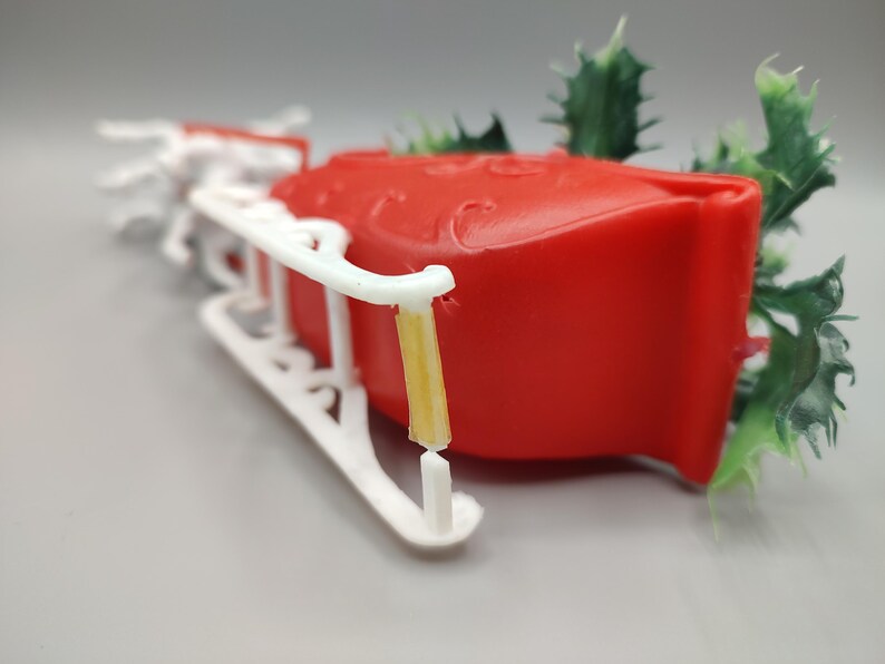 Vintage Plastic Santa Sleigh Reindeer Centerpiece / Decoration