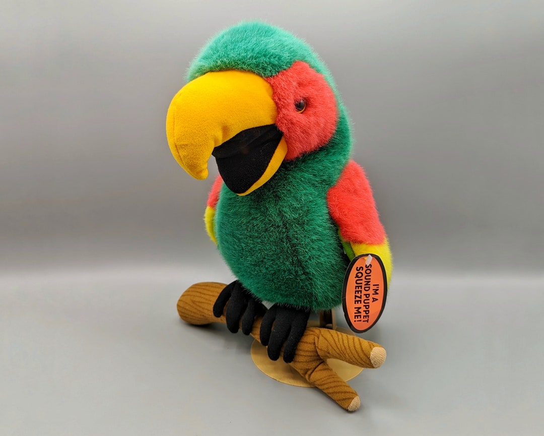 Vintage Parrot Hand Puppet LARGE / Tropical / Stuffed Animal / 1980s
