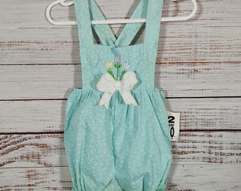 Vintage Baby Jumper / Baby Infant Overalls / New With Tags NWT Sunsuits Mint Blue / Baby Jumper Overall / 18M 18 Months