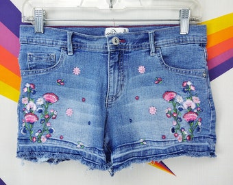 Floral Jean Shorts - Etsy