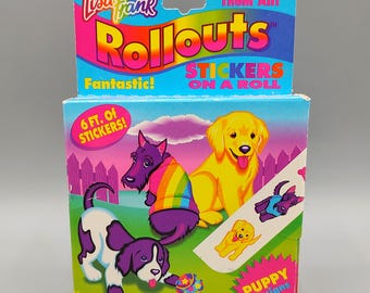 Vintage Lisa Frank Rollouts Roll Out Stickers / Sealed New Old Stock Original Packaging / Retro Tiger / Rainbow Stationary / Puppy Dog