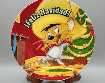 Vintage Speedy Gonzales Christmas Collector Plate Feliz Navidad / Christmas Decoration / Retro Kitchen Plate