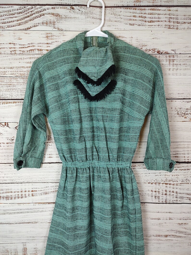 Vintage Dress / 60s 1960s / Retro Dress / Mod Dress / Blue Black Plaid Dress / Secretary Dress / Small S Extra Small XS image 6