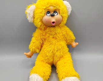 Vintage Monchhichi / Monchichi Outfit Knock Off  Yellow / Stuffed Monkey / 1980s 80s / Retro Toy / Plush Doll