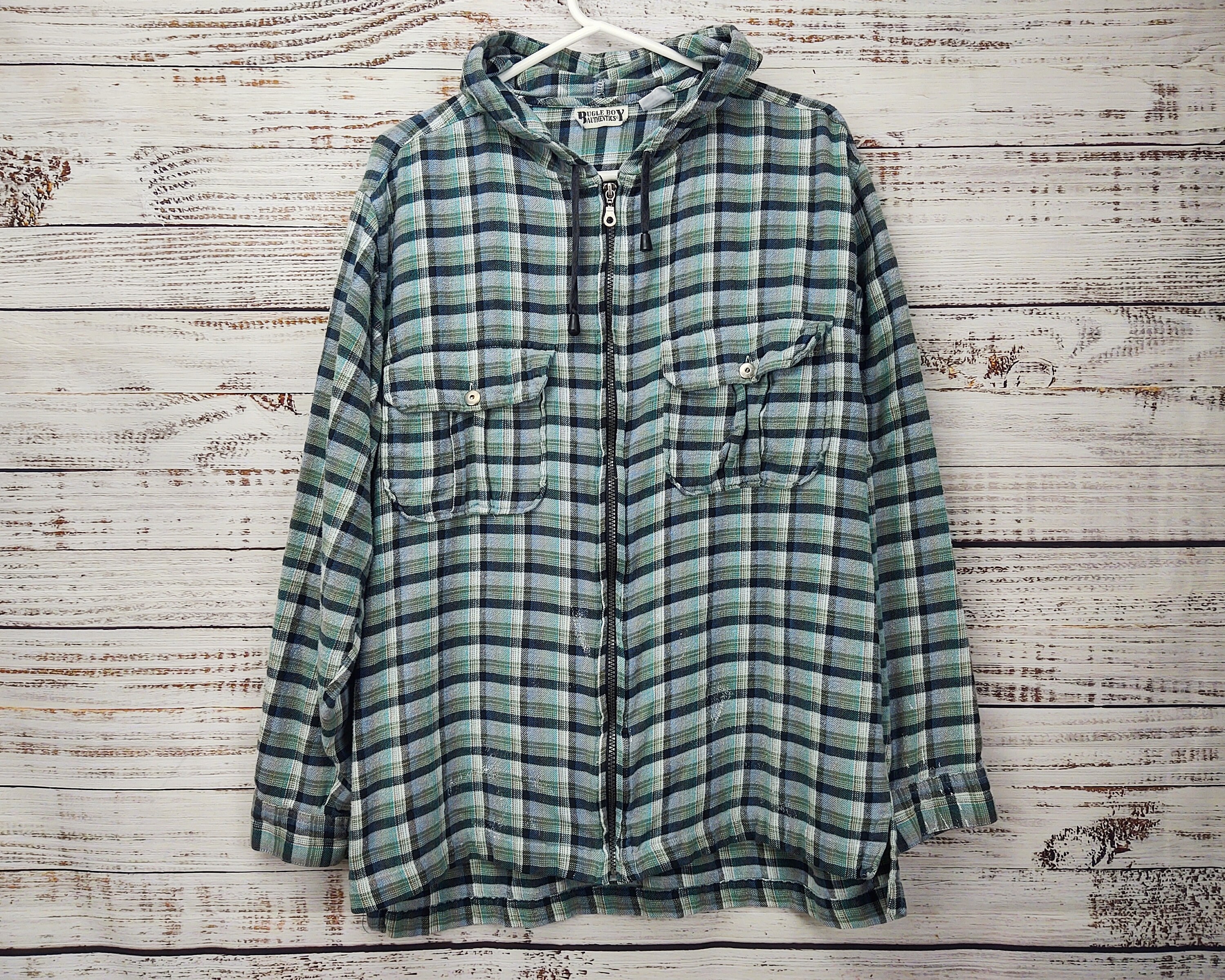 Hooded 90s Flannel - Etsy