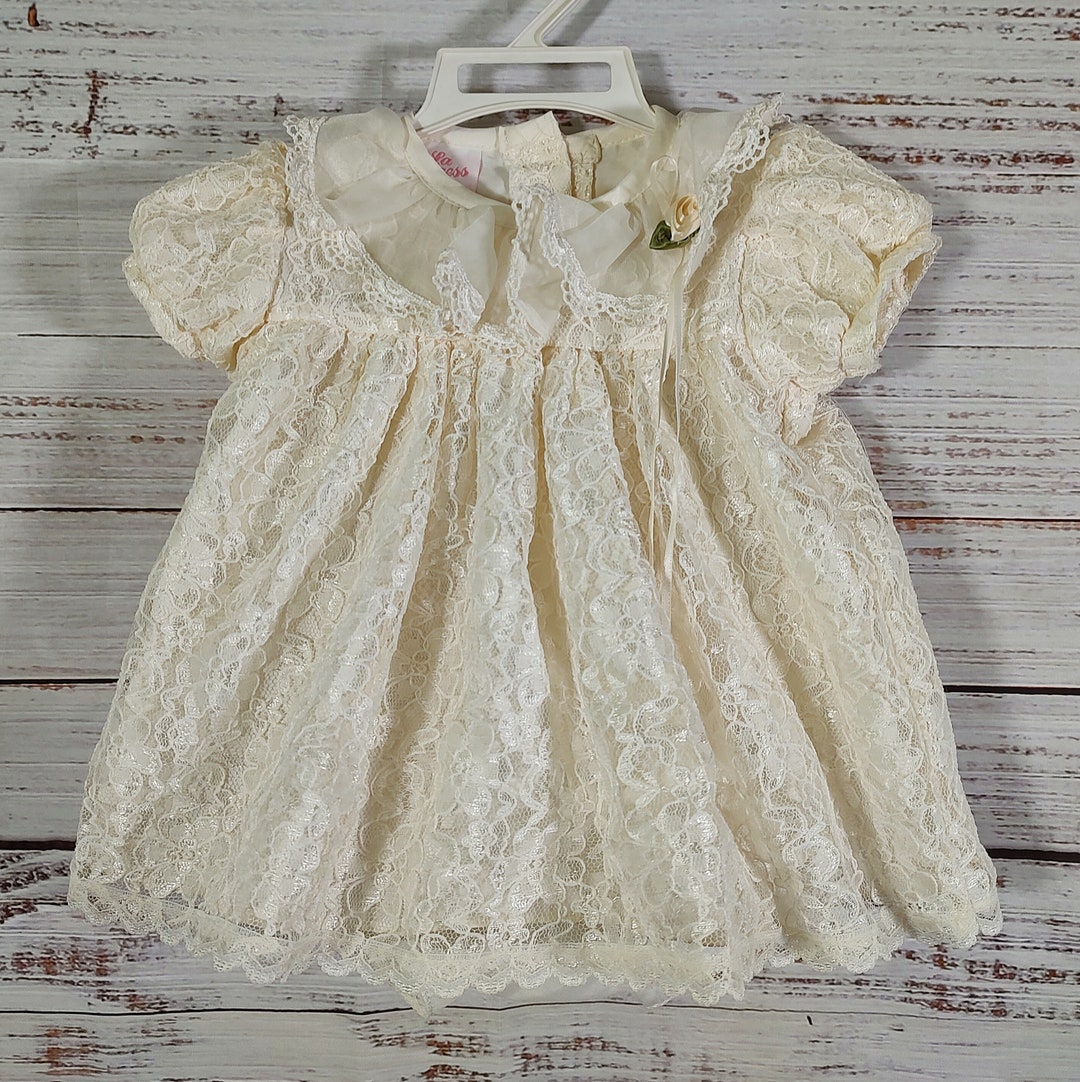 vintage infant dresses Smocked Dress in Ivory, Size: 12 Months by Feltman Brothers Panties are included in Sizes 3 Dress for Baby Girl Vintage