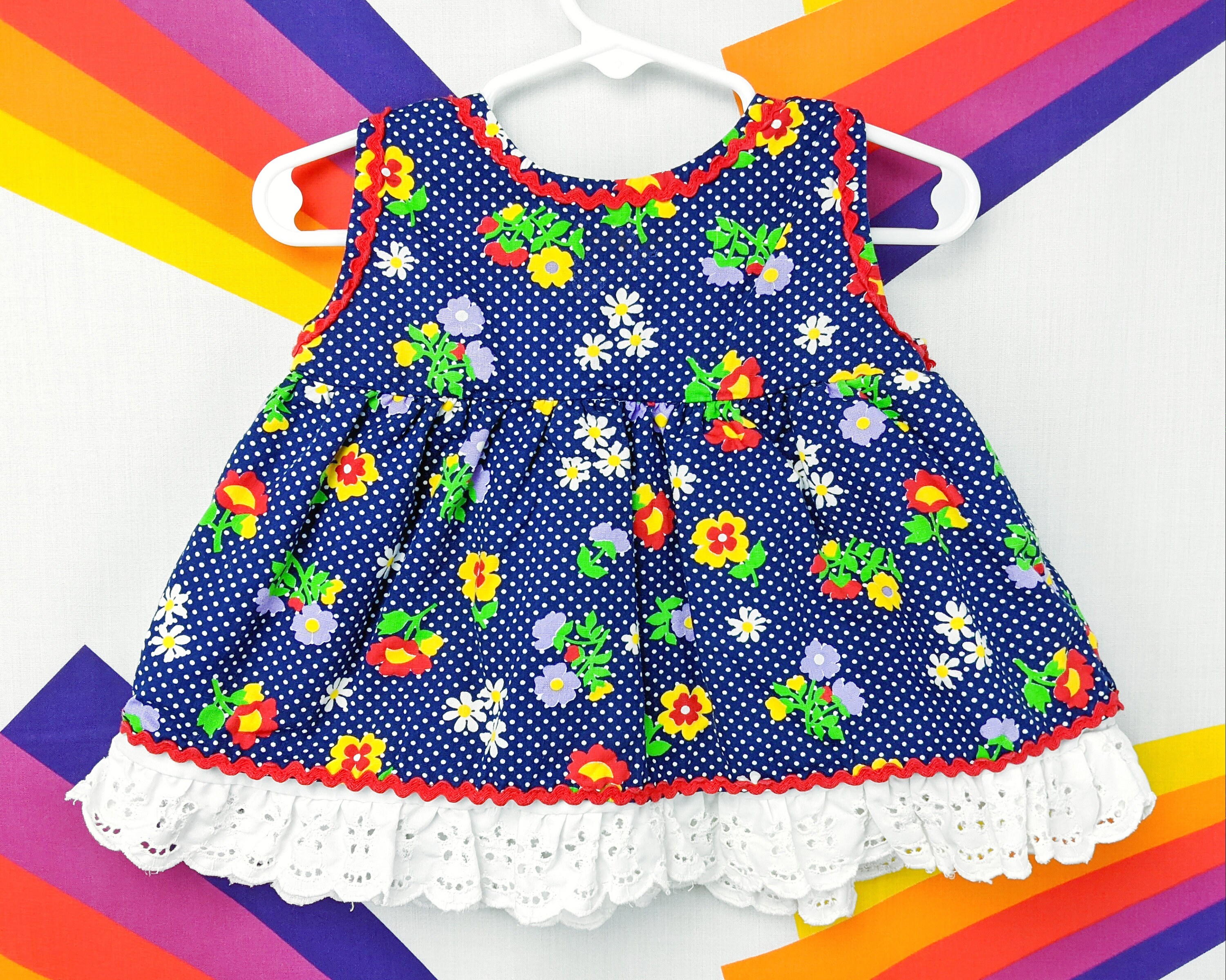 Vintage Baby Dress / 1980s 80s / Infant 