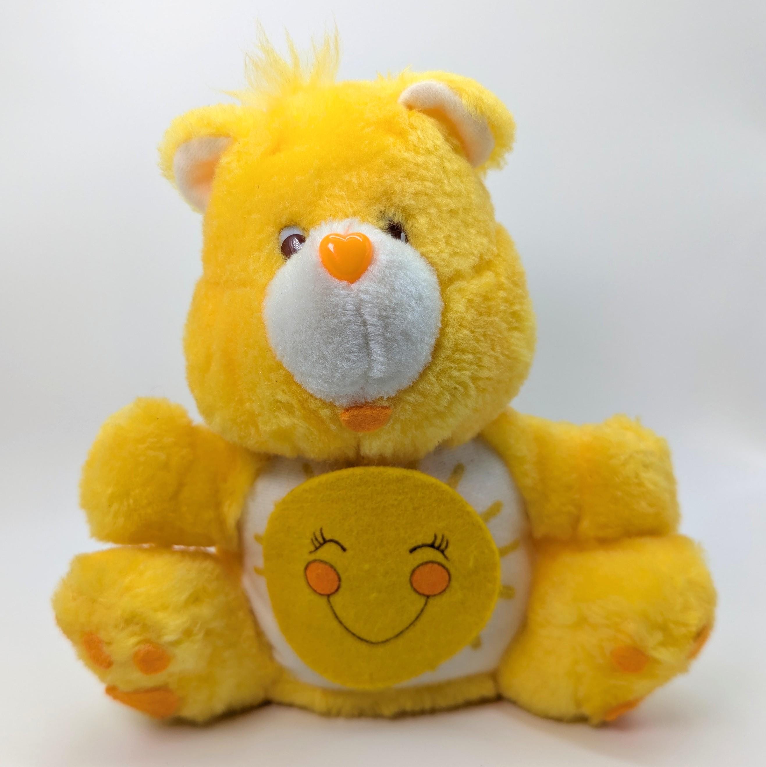 Vintage 1984 Care Bears Funshine Bear Plush Hidden Secret Coin