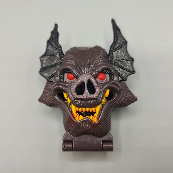 Mighty Max Defeats Vamp Biter Bat Nightwing 1992 Horror Head Bluebird Toy / Vintage Miniature Play Set / 1990s 90s