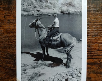 Pretty Young Woman Sitting on Horse / Art Antique Photography / Original Vintage Photo Snapshot / Found Photo
