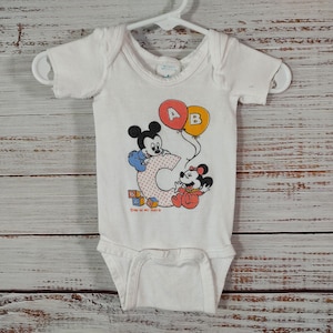 Vintage Baby Jumper / Minnie Mickey Mouse Disney Onesie / Baby Outfit / Newborn Infant 0M 0 Months 3M 3 Months