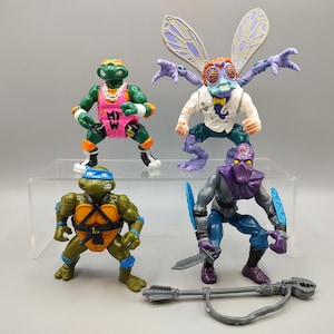 Vintage TMNT / Teenage Mutant Ninja Turtles Retro Action Figure / Retro Figurine / Baxter Stockman Shell Slammin Mike 1988 Foot Soldier