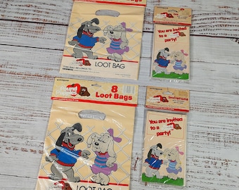 Vintage Pound Puppies Party Favors New Old Stock Original Packaging / Invitations Birthday Party Loot Bag / 1980s 80s