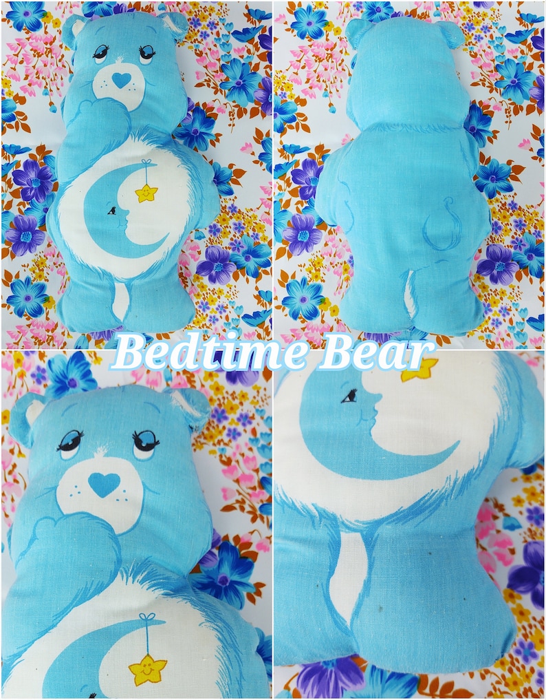Vintage Care Bear Pillow Retro Cut Out Care Bears Stuffed Animal Handmade Pillow 1980s 80s Decorative Pillow