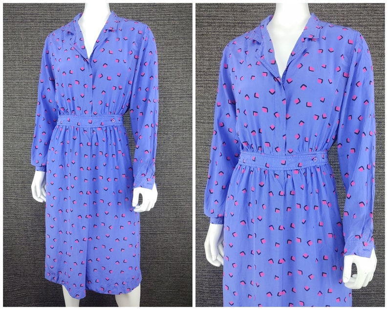 Vintage Dress Retro Dress 90s 1990s 1980s 80s Purple Pink Small S Medium M