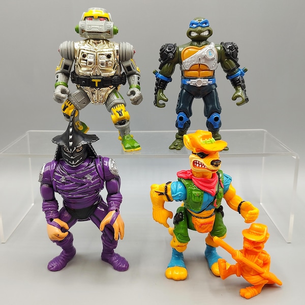 Vintage TMNT / Teenage Mutant Ninja Turtles Retro Action Figure / Retro Figurine / Metal Head  Leonardo Shredder Walkabout