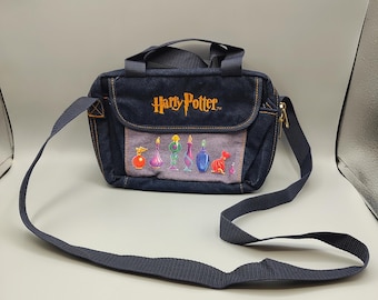 Vintage Purse / Retro  Purse / Harry Potter 2001 Denim Satchel Book Cover Crossbody Purse Bag