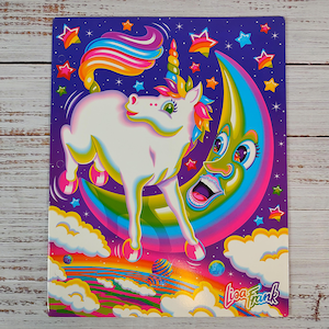 Vintage Lisa Frank Folder Unpunched Portfolio Markie Unicorn Moon / Retro Tiger / Rainbow Stationary